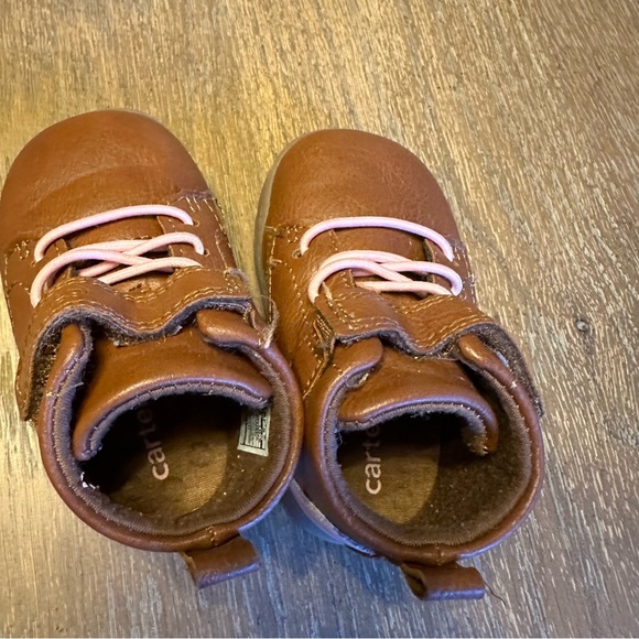 Carters Brown Leather First Walker Shoe size 3 - Picture 5 of 9